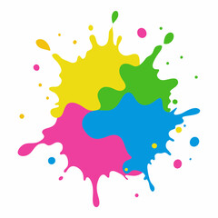 paint splatter pink ,green ,blue ,yellow vector illustration