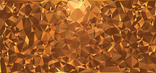 Small Triangle poly prism background with glowing illuminating light in orange brown bronze tone color mosaic style pattern vector, in November or Halloween mood.
