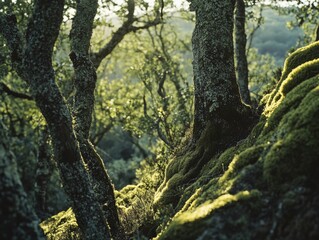 Mossy Rock with Trees