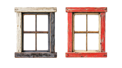 Obraz premium Collection of Colorful Wooden Window Frames With Transparent Glass Generative AI