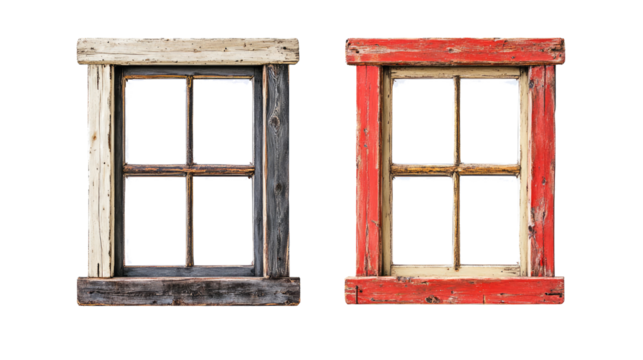 Collection of Colorful Wooden Window Frames With Transparent Glass Generative AI