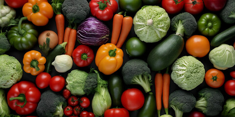 Bunte Mischung an frischem Gem&uuml;se mit Brokkoli, Karotten, Paprika, Tomaten und Zucchini, ideal f&uuml;r gesunde und vitaminreiche Gerichte sowie ausgewogene Rezepte