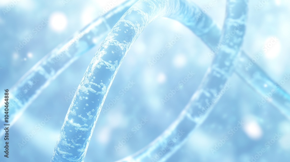 Poster abstract image of translucent blue strands floating in a soft, ethereal background, suggesting a sen