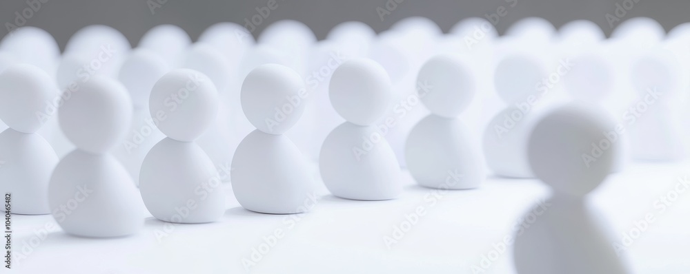 Poster abstract representation of individuals in a group, symbolizing unity and diversity with minimalistic