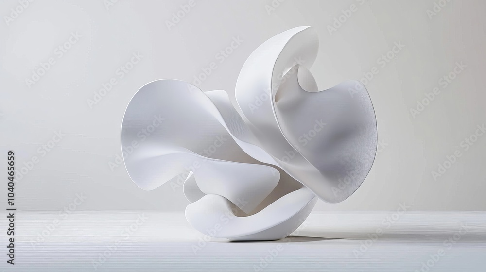 Poster abstract white sculpture with flowing curves and smooth surfaces, creating a modern and artistic aes