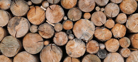 different round wooden disks as a background on a board