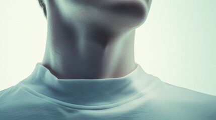 Fototapeta premium Close-up of a neck and collar in soft lighting, emphasizing smooth contours and a minimalist aesthetic for modern art.