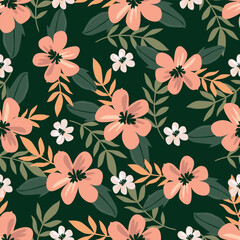 seamless vector small flower Pattern on grey