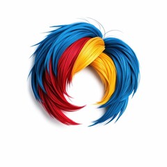 Colorful Abstract Hair-Like Shapes Isolated on White Background