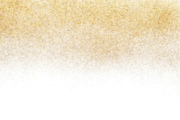 Shiny golden glitter isolated on white, top view