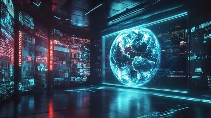 Obraz premium Futuristic Digital Transformation with Hologram Display