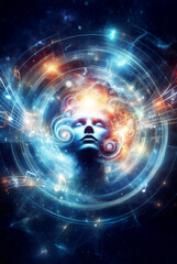 Obraz premium head in spiritual space. Book cover design