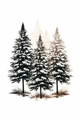 Stylish modern spruce silhouette in charcoal and metallic with star detail on white background