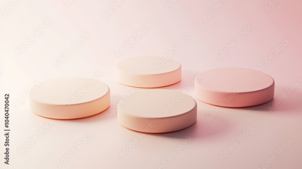 Poster elegant composition of soft round objects on a pastel background, perfect for minimalistic designs a