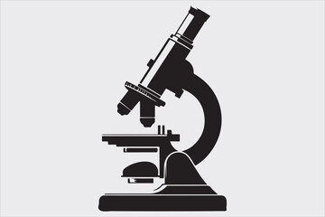 Silhouette of a classic laboratory microscope.