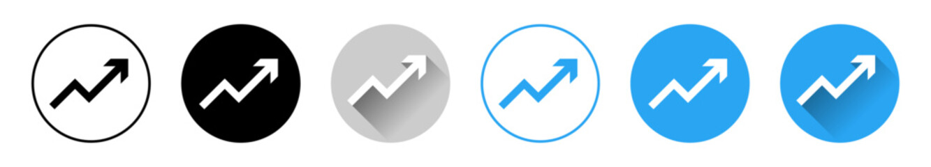 Aufw&auml;rtstrend Steigung Diagramm vektor Symbol in verschiedenen Varianten schwarz blau