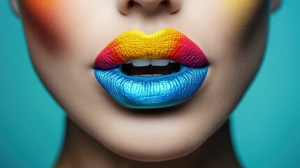 Vivid Multicolor Artistic Lips with Vibrant Colors