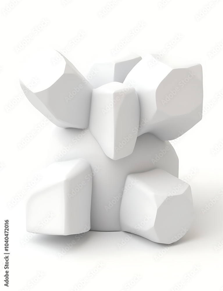 Aufkleber Geometric compositions rendered in 3D with generative AI on a clean white background.
