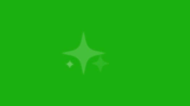 Twinkling star motion graphics with green screen background.Shimmering ligh,magic flash,white cartoon, flat, vector, doodles style stars blinking sparkle cute animation.4k animation