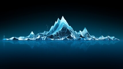 A striking white iceberg silhouette contrasting against a deep blue ocean background design.
