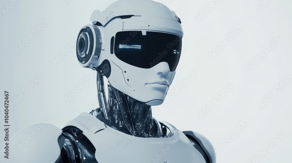 Poster futuristic robot design showcasing advanced technology and sleek aesthetics, ideal for sci-fi and te