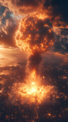 atomic bomb explosion. Ultra Photorealistic. High quality. High definition.