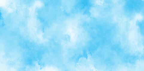 Blue grunge texture with grainy watercolor stains, The summer is colorful clearing day Good weather with natural clouds, Abstract beautiful light blue cloudy sky clouds with stains.
