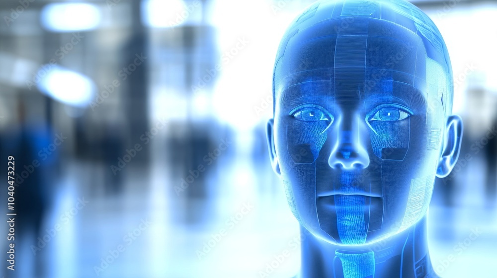 Aufkleber futuristic robotic head with glowing elements, symbolizing advanced ai technology and innovation in 
