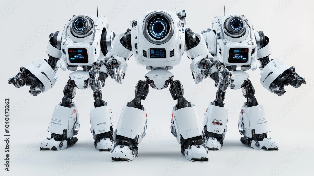Aufkleber futuristic robots designed for various tasks, showcasing advanced technology and innovation in a min