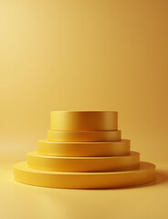 Golden platforms stack for product display and advertisement purposes daily.