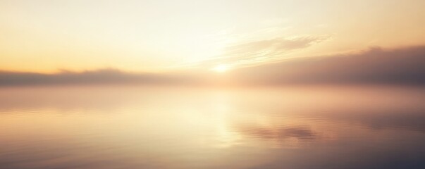 Obraz premium Tranquil sunrise over calm waters, creating a serene and peaceful atmosphere perfect for relaxation or meditation.