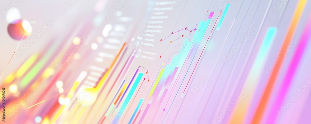 Aufkleber Vibrant abstract background with colorful lines and dots representing data visualizations and modern technology concepts.