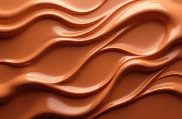 Fototapete Rund Background of waves of melted chocolate (white, milk, bitter, dark). World Chocolate Day concept © Olga
