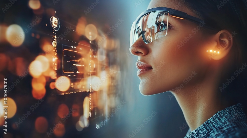 Wall mural Futuristic Entrepreneur in Smart Glasses for Innovation