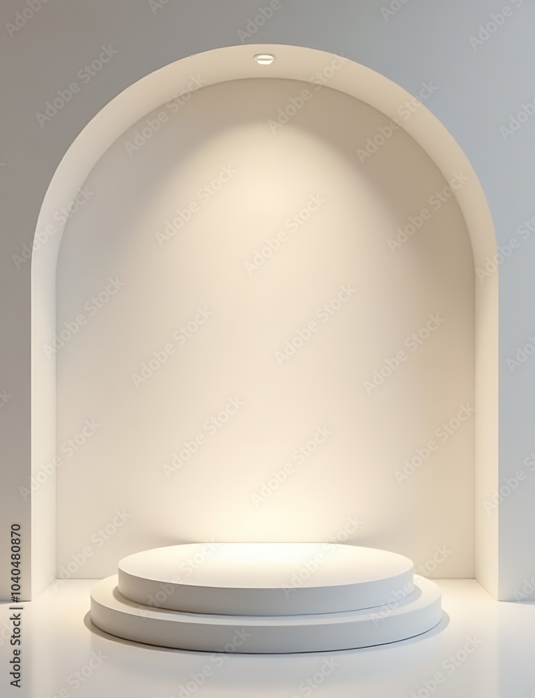 Poster modern minimalist podium features arched background perfect for design display.