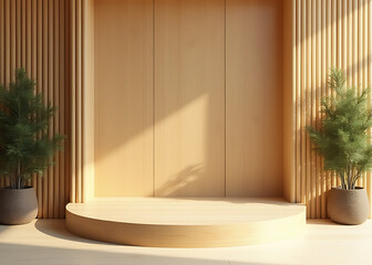 Natural bamboo podium has minimalist design for focused front views of its unique natural beauty.