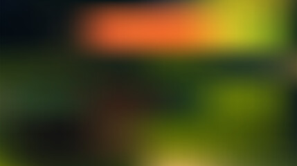 The image is very blurry and out of focus, making it difficult to discern any specific objects or details. The colors present are a mix of dark greens, yellows, and a hint of orange