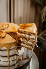 Gourmet Cake with Pears and Rich Carame