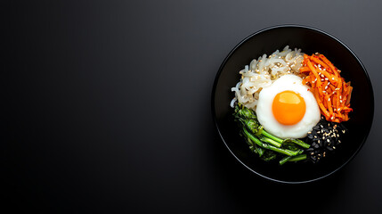 Delicious bibimbap bowl with egg