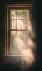 Sunlight streams through a dusty window.