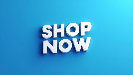 Fototapeta premium Bold 3D SHOP NOW on vibrant blue background for online shopping