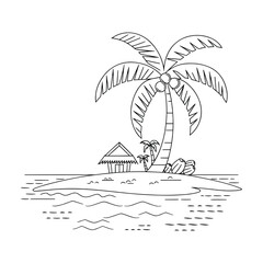 A vector palm tree in a white background black and white