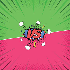 Versus VS fight comic book pop art style backgrounds in flat comics style design with halftone effect duotone effect. Vector illustration
