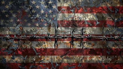 American free speech Censorship, online social media, punishment, US flag. War against terror, Terrorism, protest, islamic state. Lockdown. Law and order. Fight for freedom