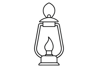 One Line Drawing of a Lantern with a Flickering Flame &ndash; Cozy Vector Art