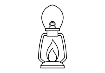 One Line Drawing of a Lantern with a Flickering Flame – Cozy Vector Art