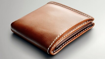 Leather wallet, classic design, beautifully crafted with elegant stitching on soft background