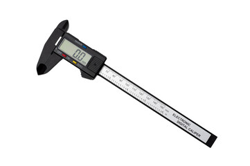 Electronic caliper with display photographed on a white background.