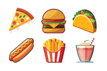 Fast Food Vector Illustrations: Line Art & Logo Icons