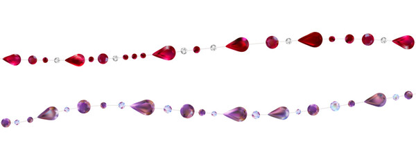 Pearl. Gems. Decoration. Diamonds. Abstract background. Jewelry. Hanging crystals. Vector illustration. Rubies.